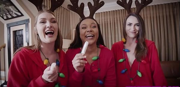  santa fucks 3 hot teen bffs before xmas after they made cookies for him